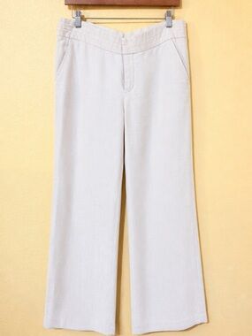 MEXX Women’s Linen Pants Beige Cream Wide-Leg Trousers Size US12